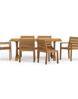 Best Quality Luxury Teak Trestle Dining Table Set For Six