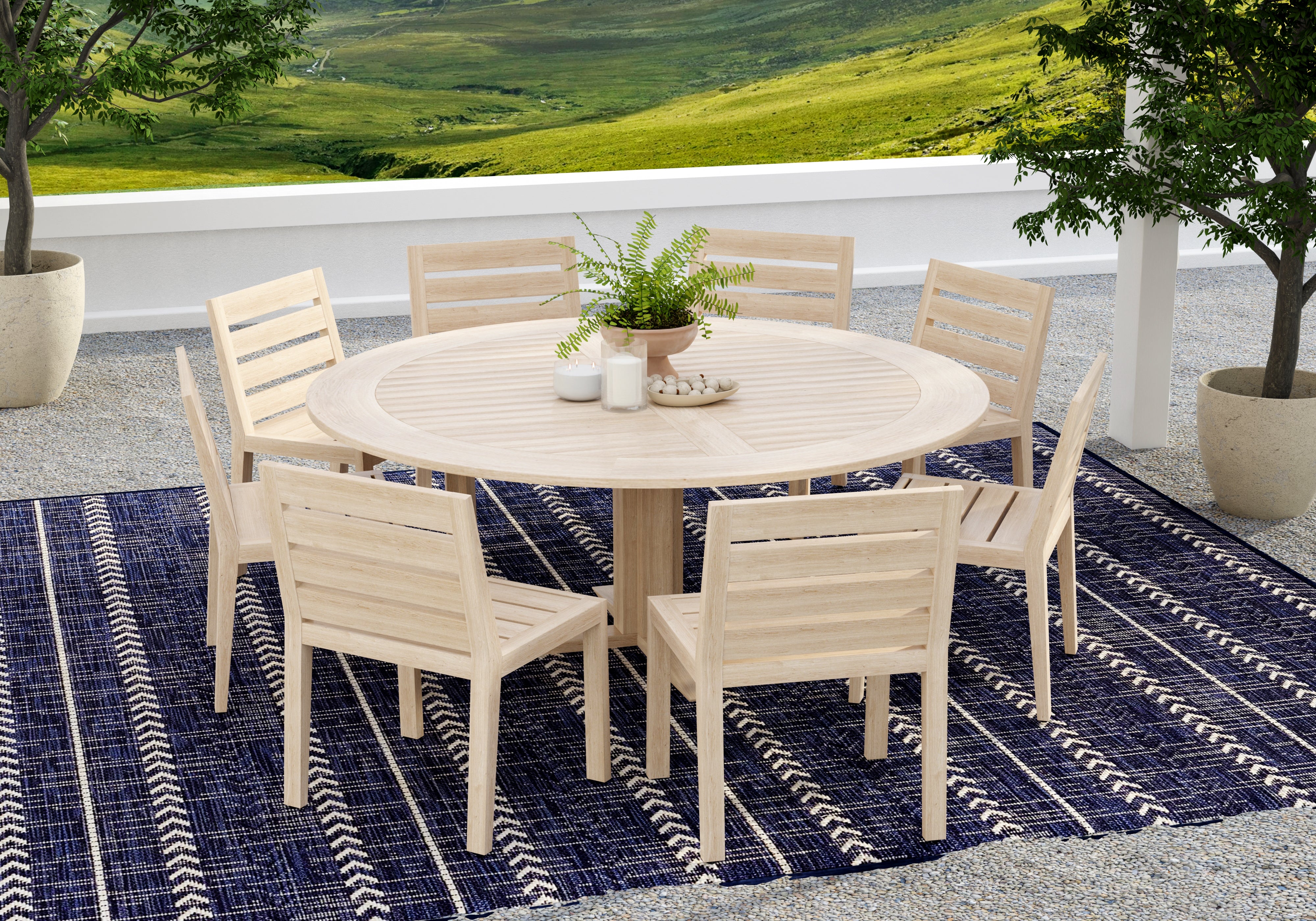 Teak Round Dining Table 