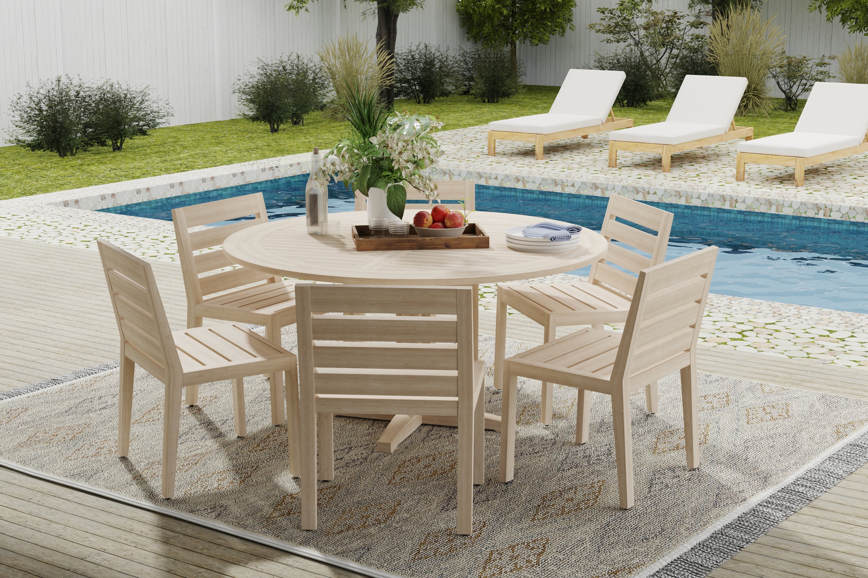 Outdoor Weathered Gray Teak Circle Table