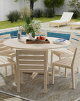 Outdoor Weathered Gray Teak Circle Table