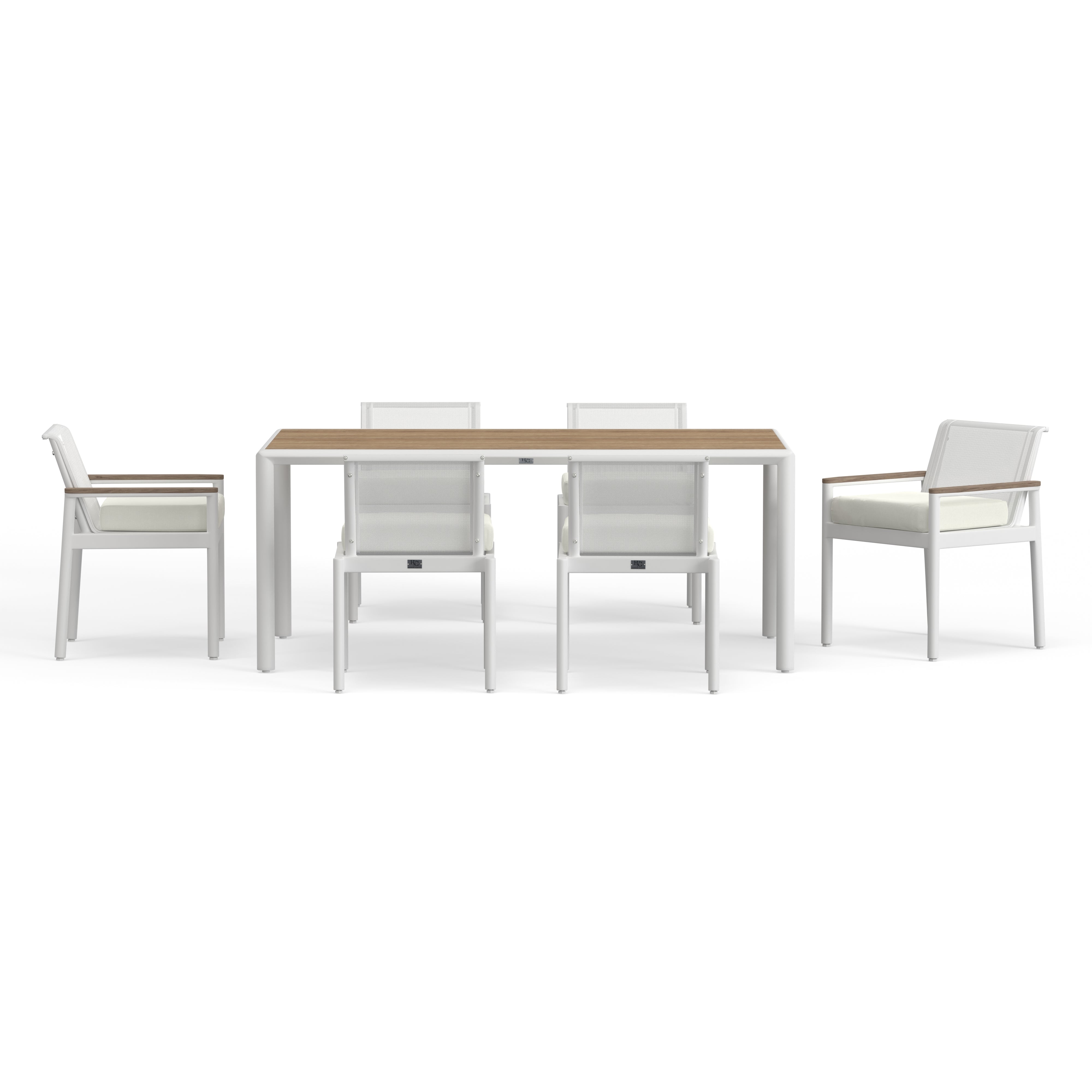 White Aluminum Arm Dining Chair