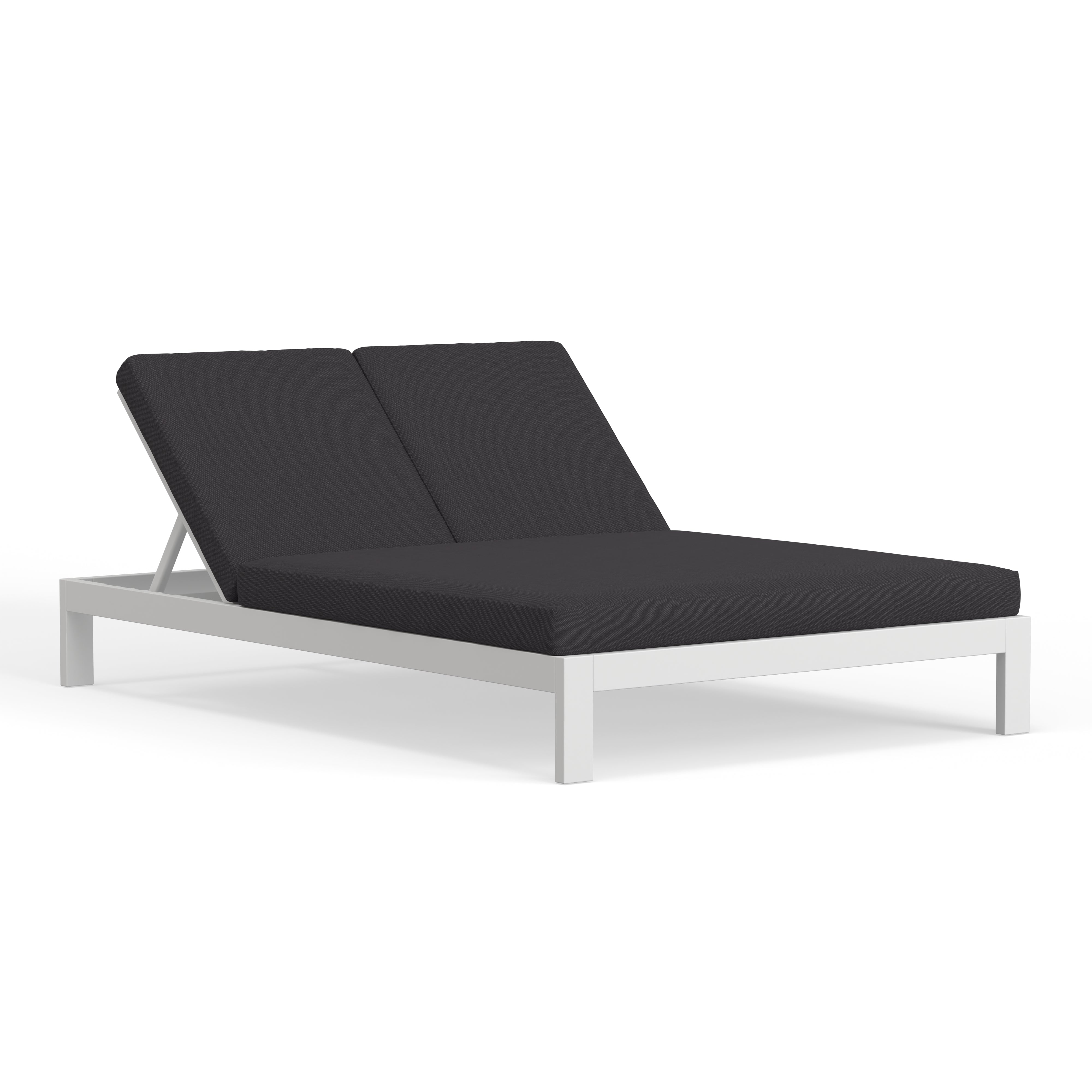 White Aluminum Chaise Lounge For Two