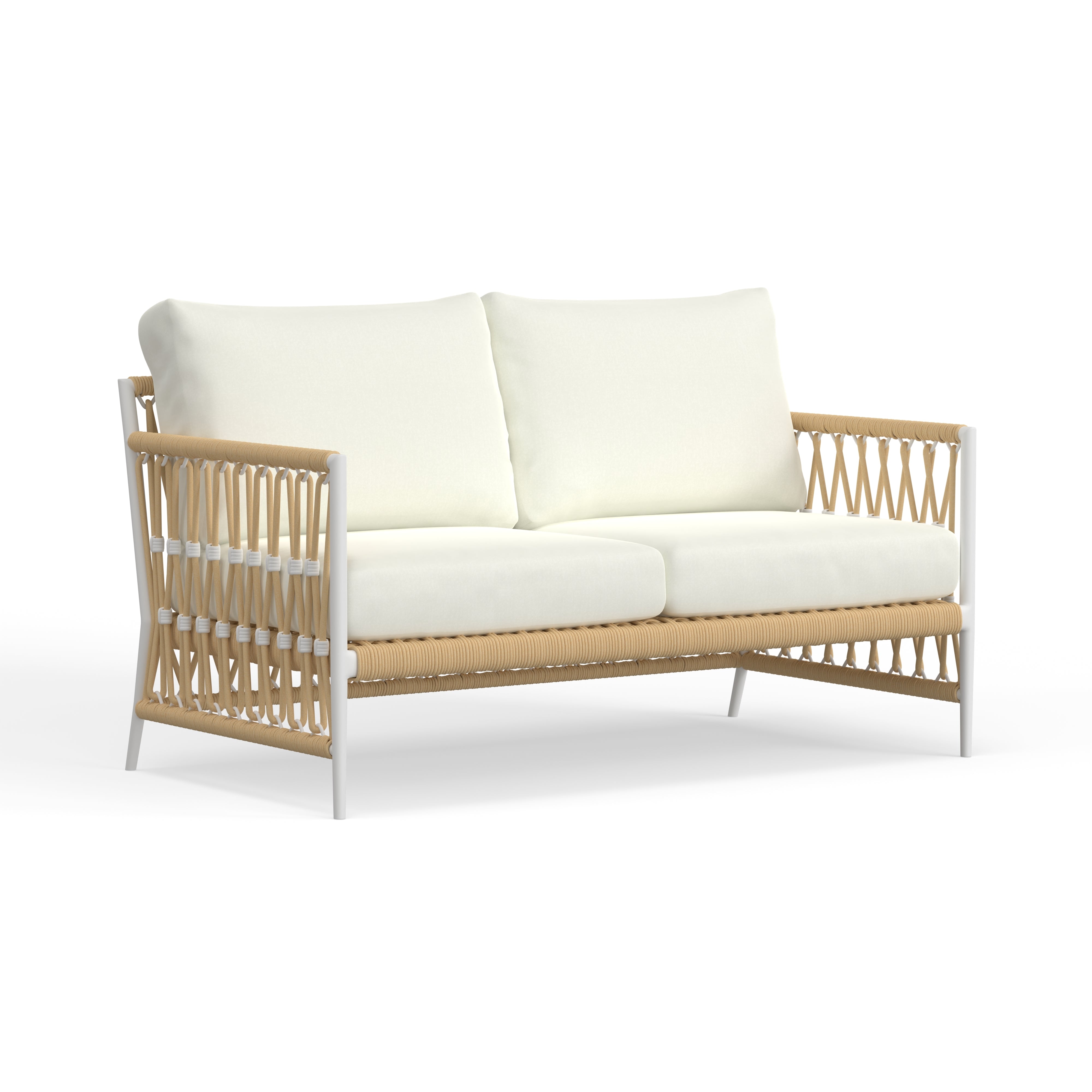 4 Seat Patio Lounge Set In White Aluminum