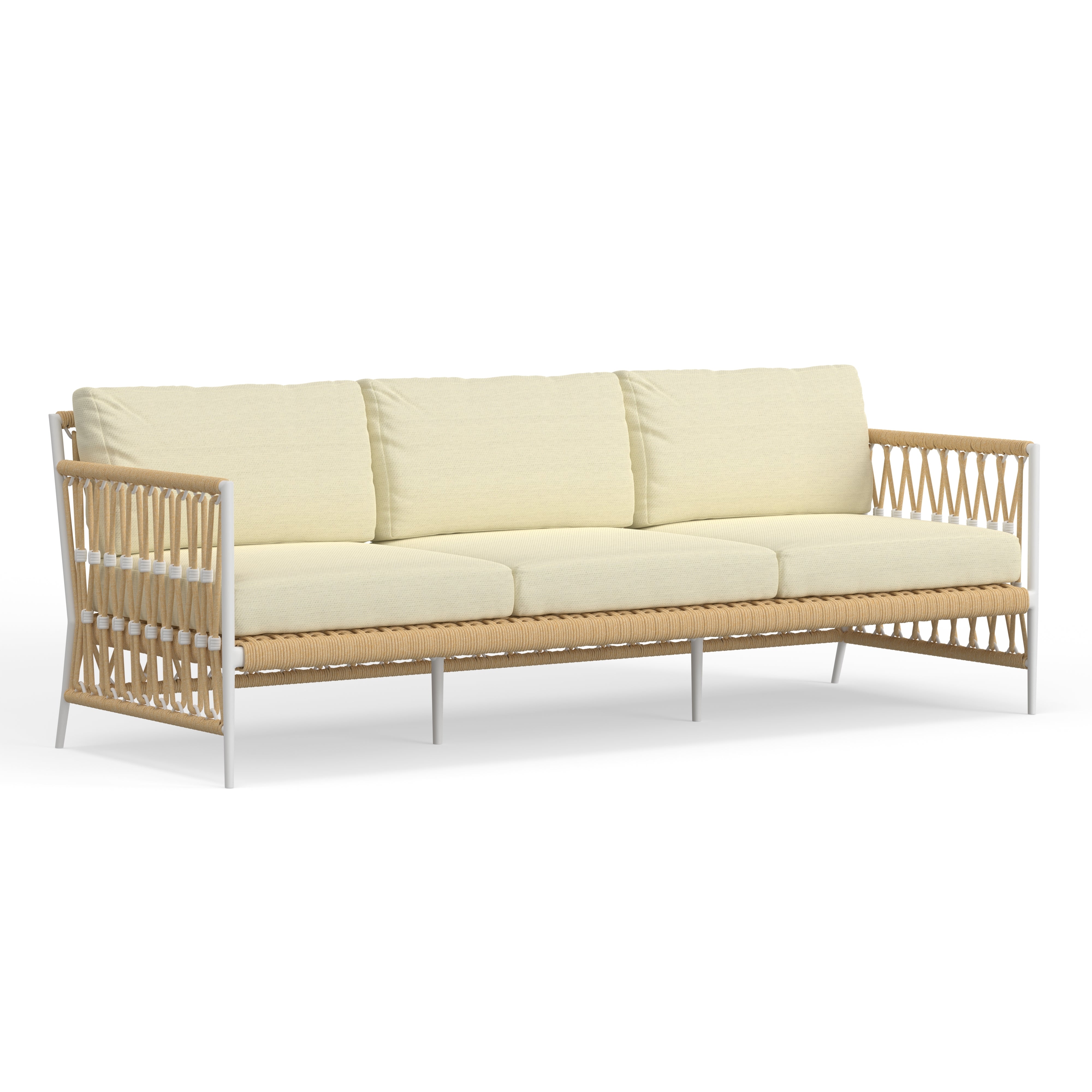 Modern Outdoor White Sofa With Sunbrella Cushions