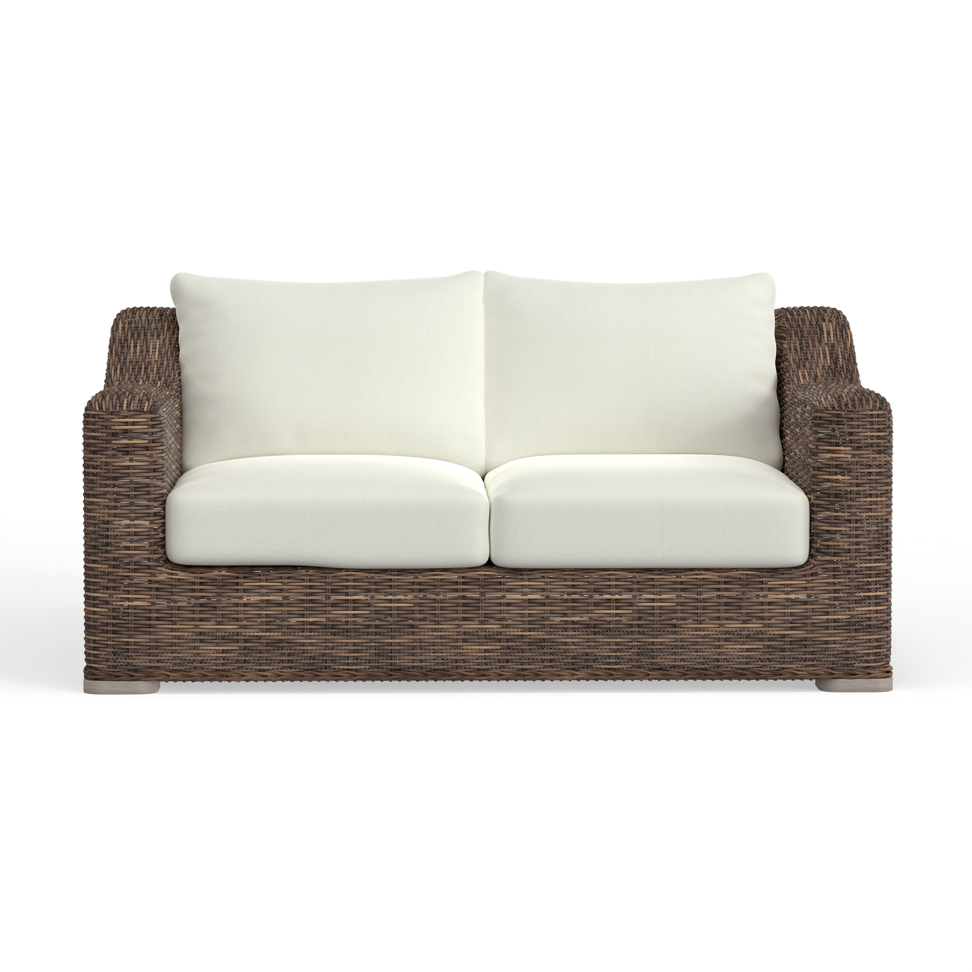 Medium Brown Wicker Loveseat