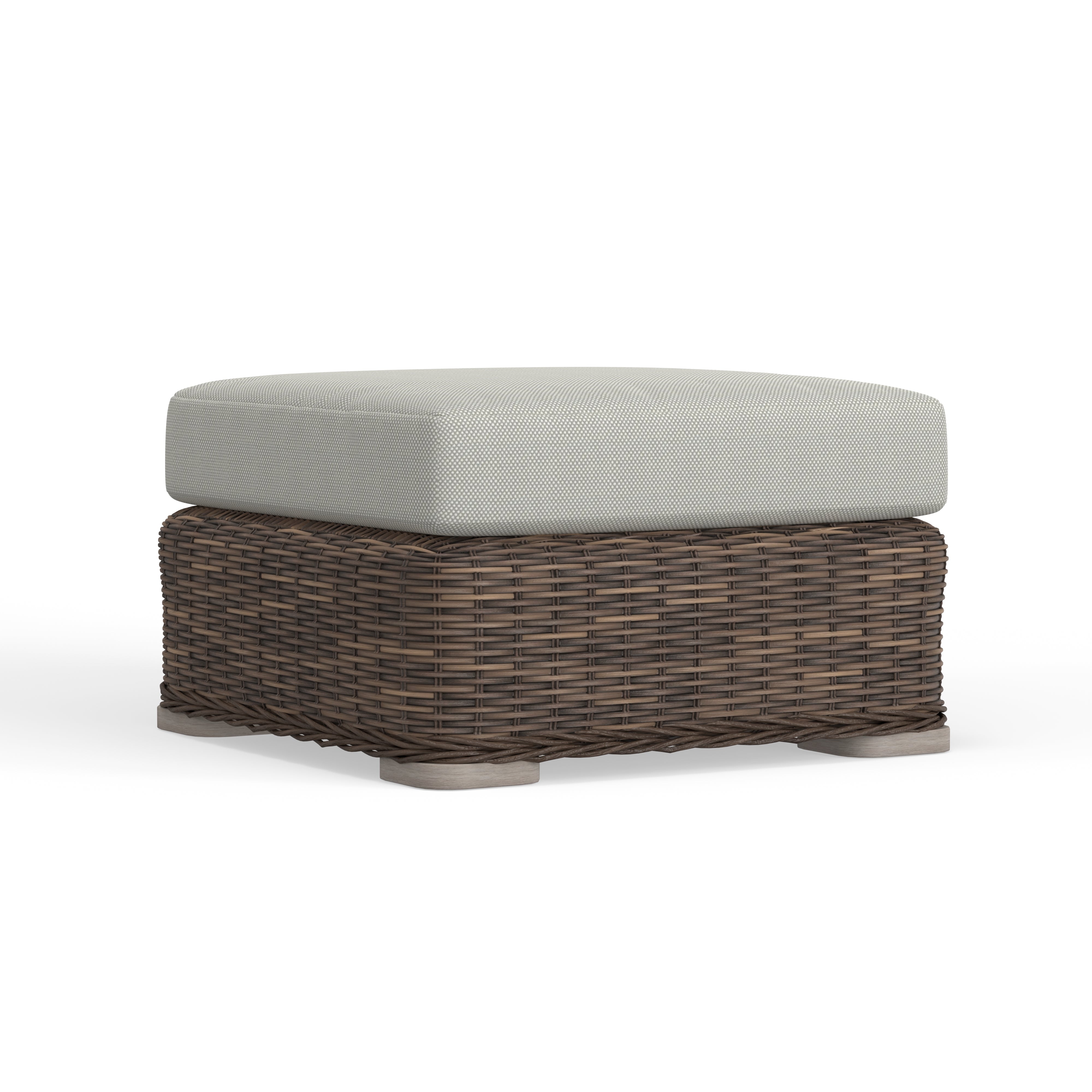 Brown Wicker Ottoman