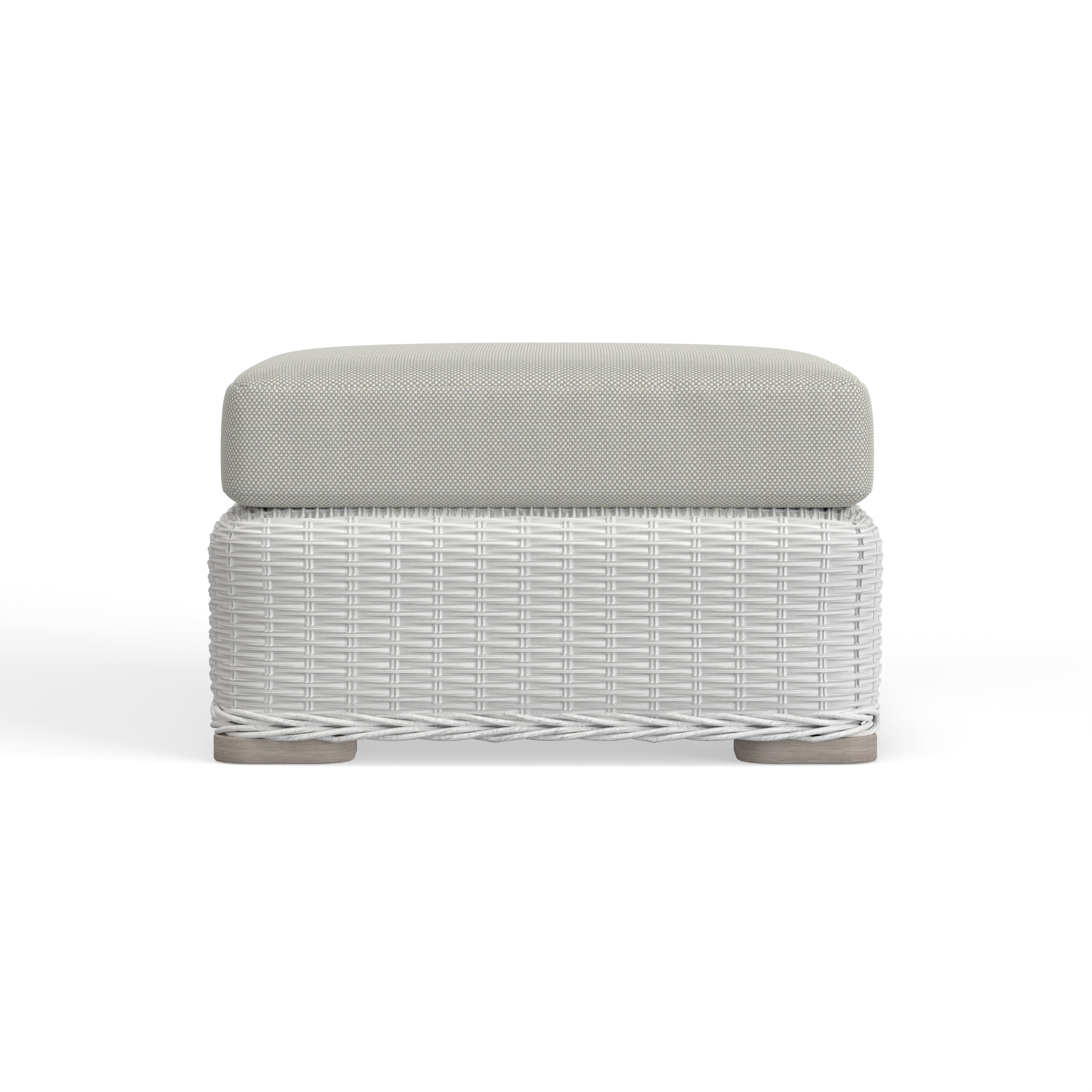 White Wicker Patio Ottoman