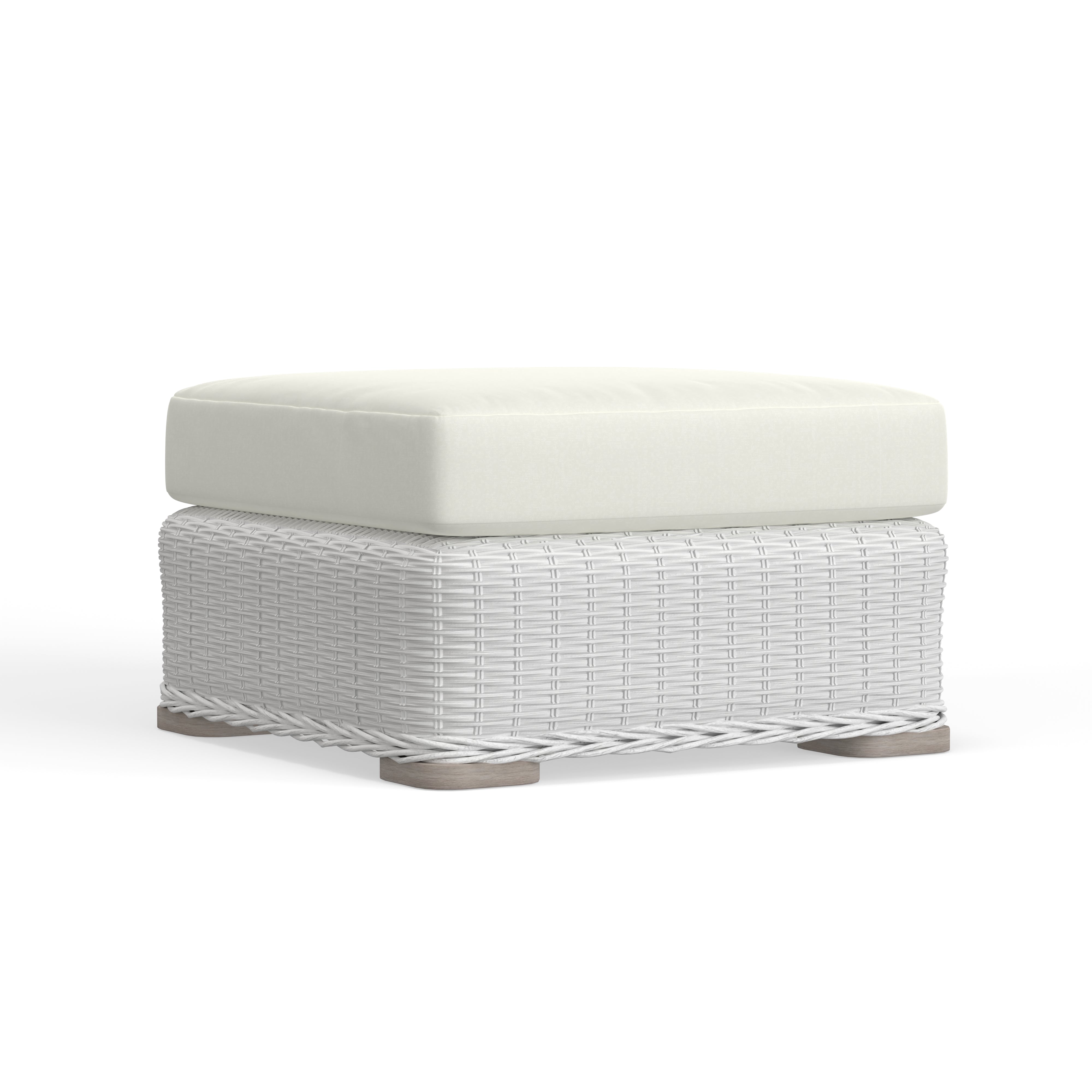 White Wicker Ottoman