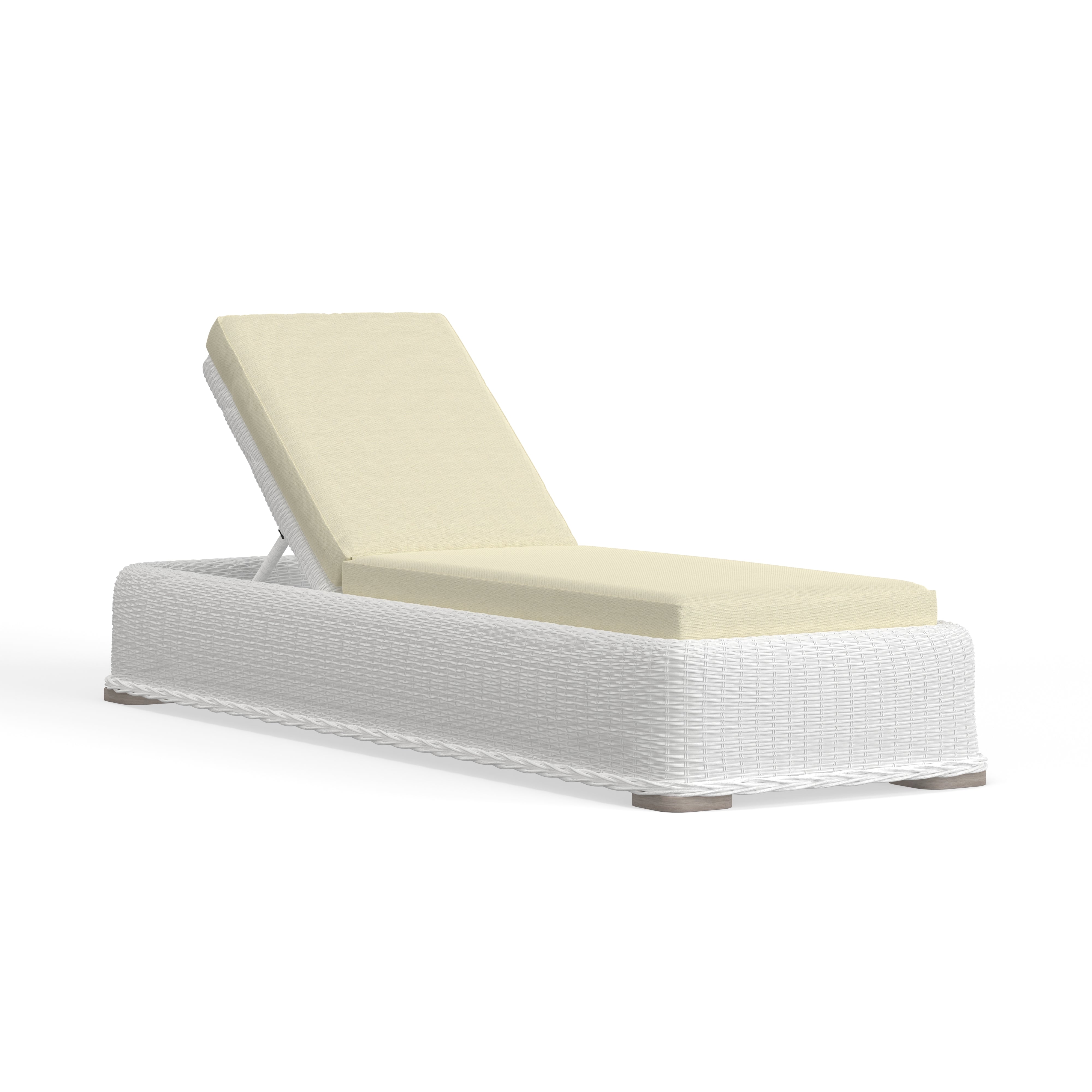 White Wicker Poolside Chaise Lounge, Perfect For Outdoors