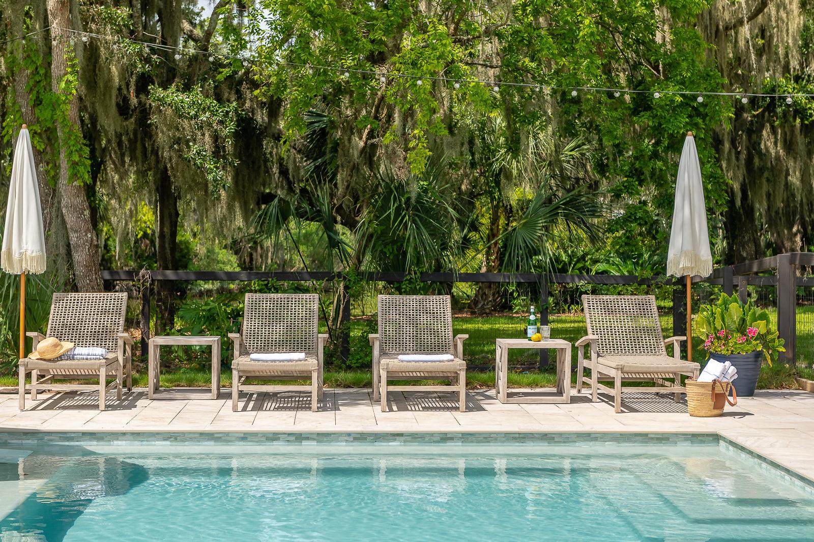 Gray rope sun loungers