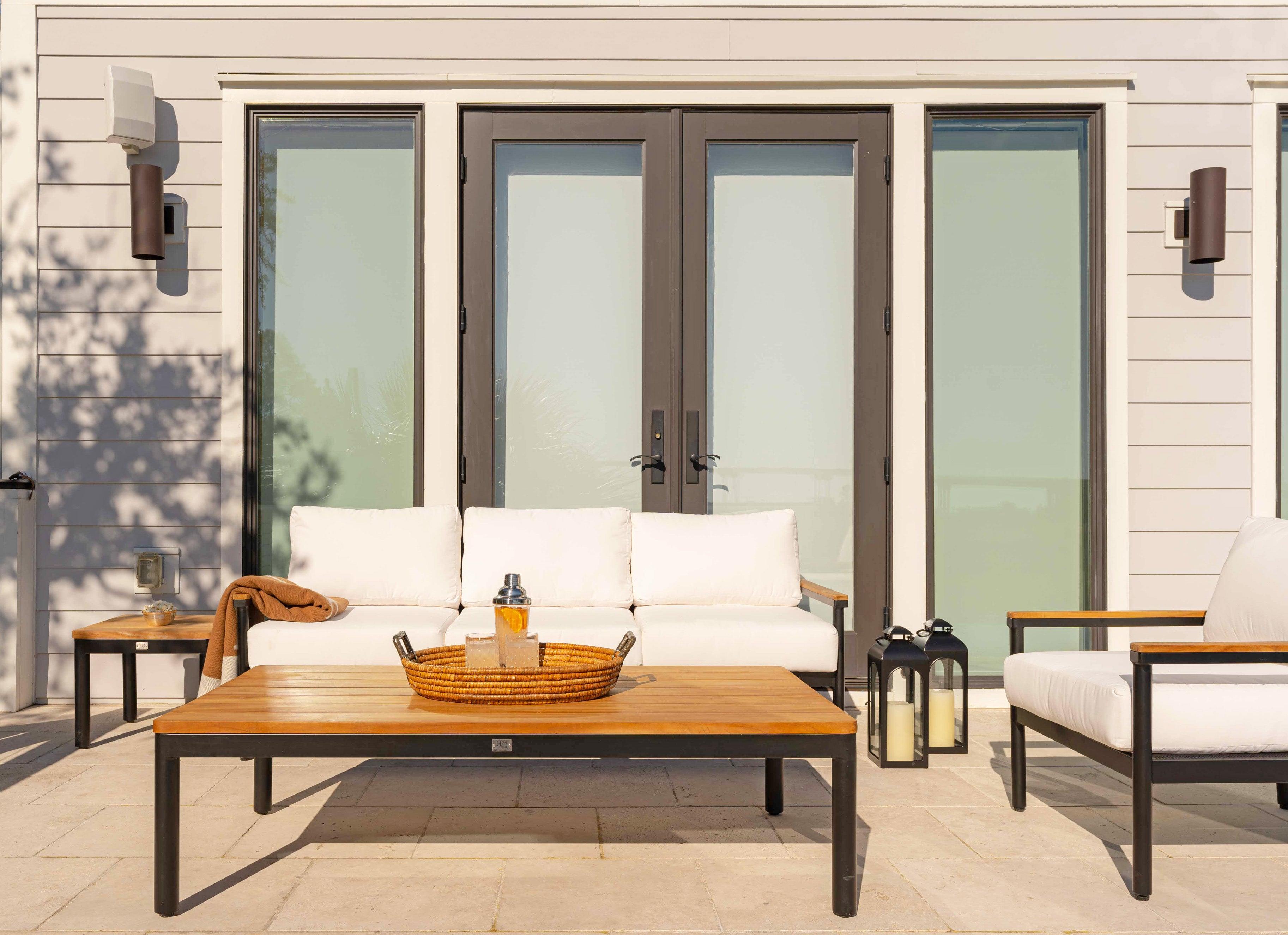 Black Aluminum Coffee Table With Teak Accents