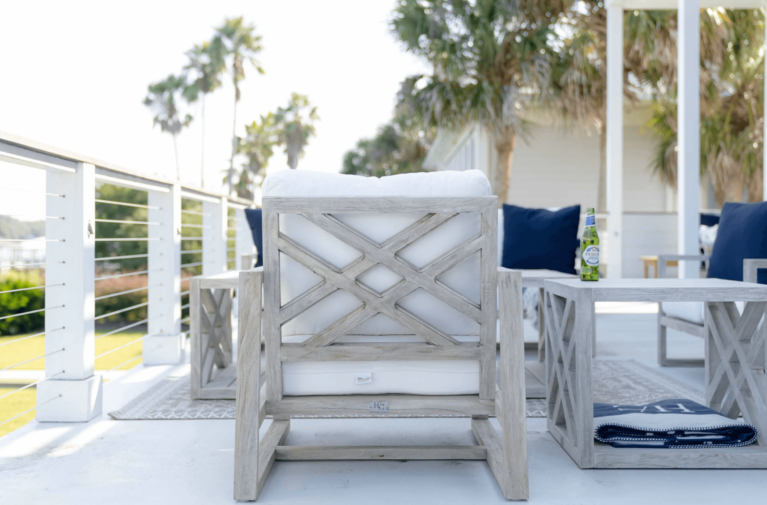 Harbor Classic Luxury Weathered Gray Teak Seating Set With Sunbrella Cushions 