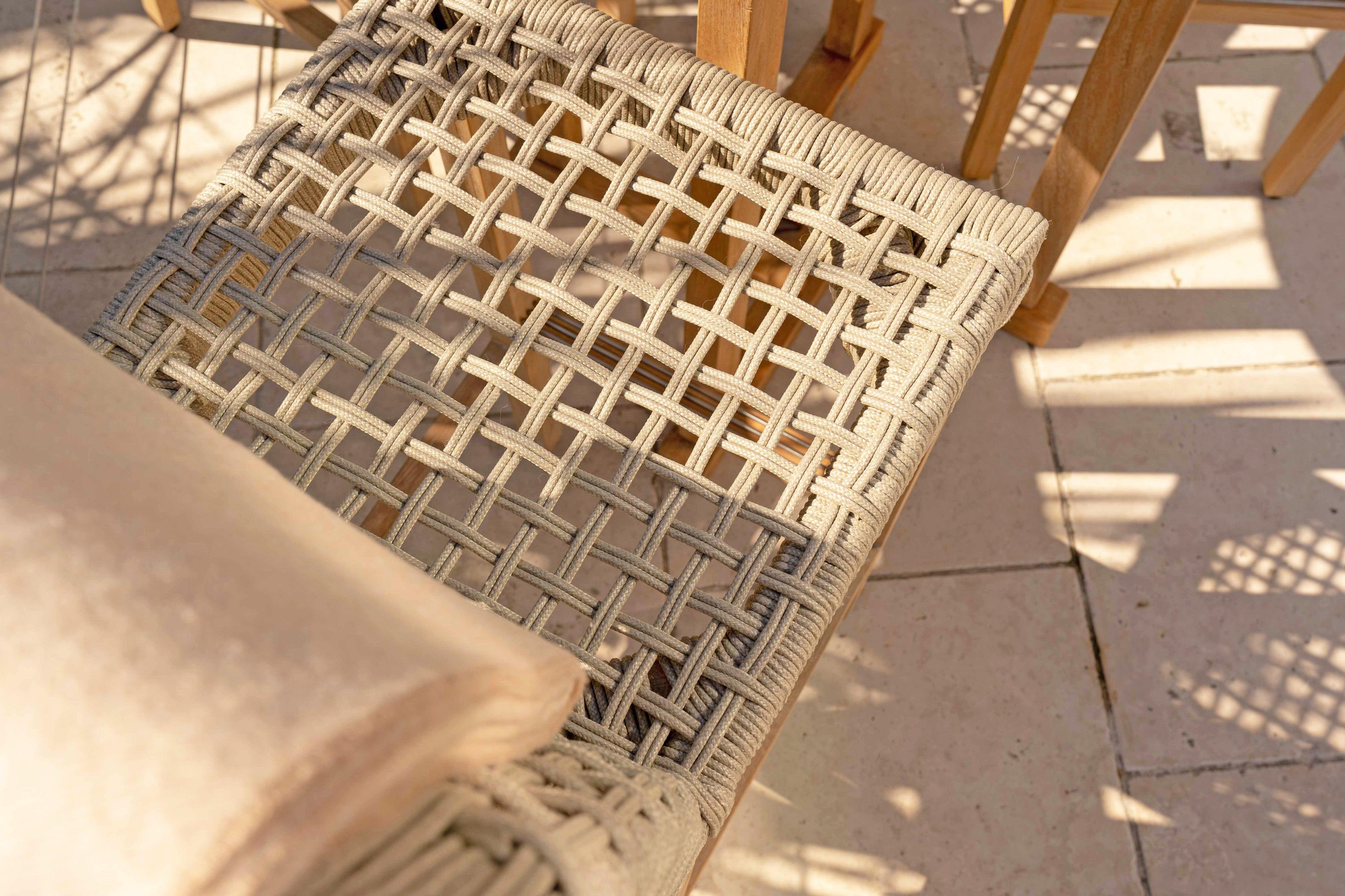 White Washed Teak Rope Bar Chair