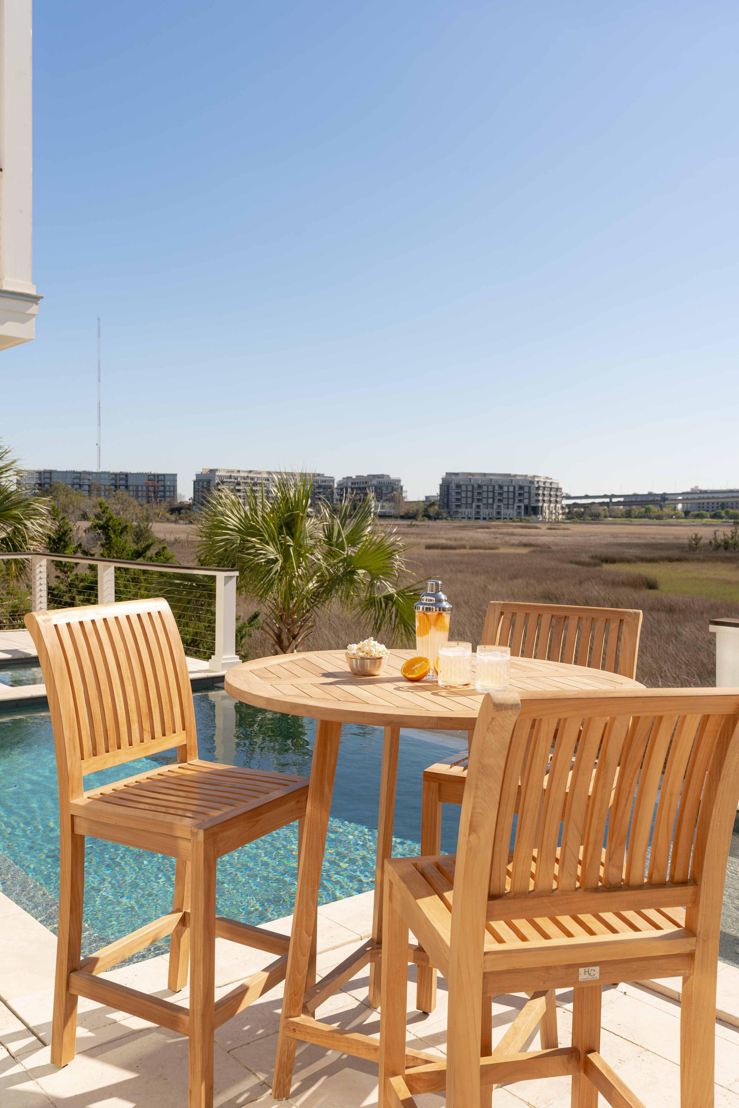 Highest Quality All Teak Bar Table For Outdoors