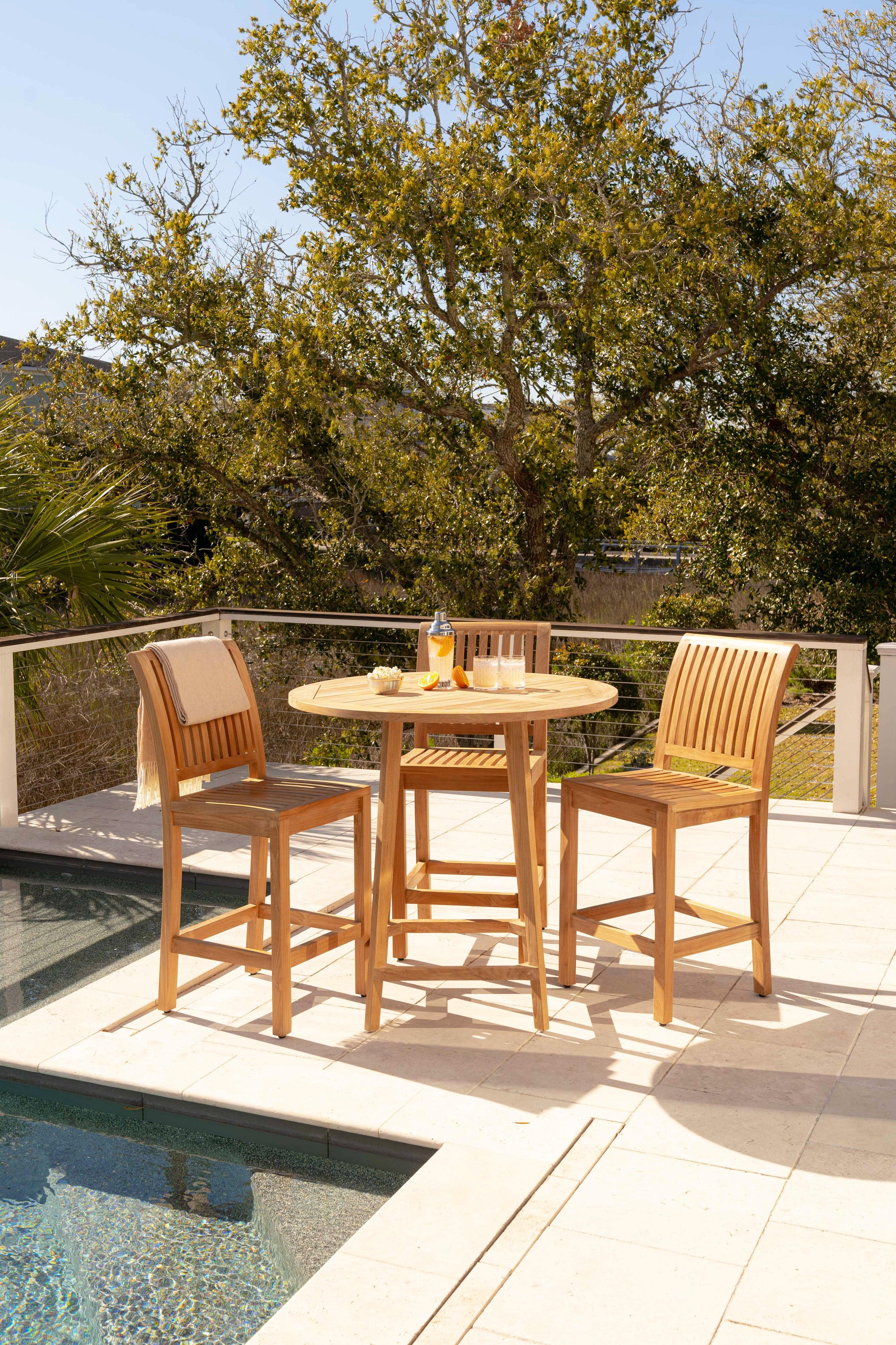 Handcrafted Bar Table Set For Poolside