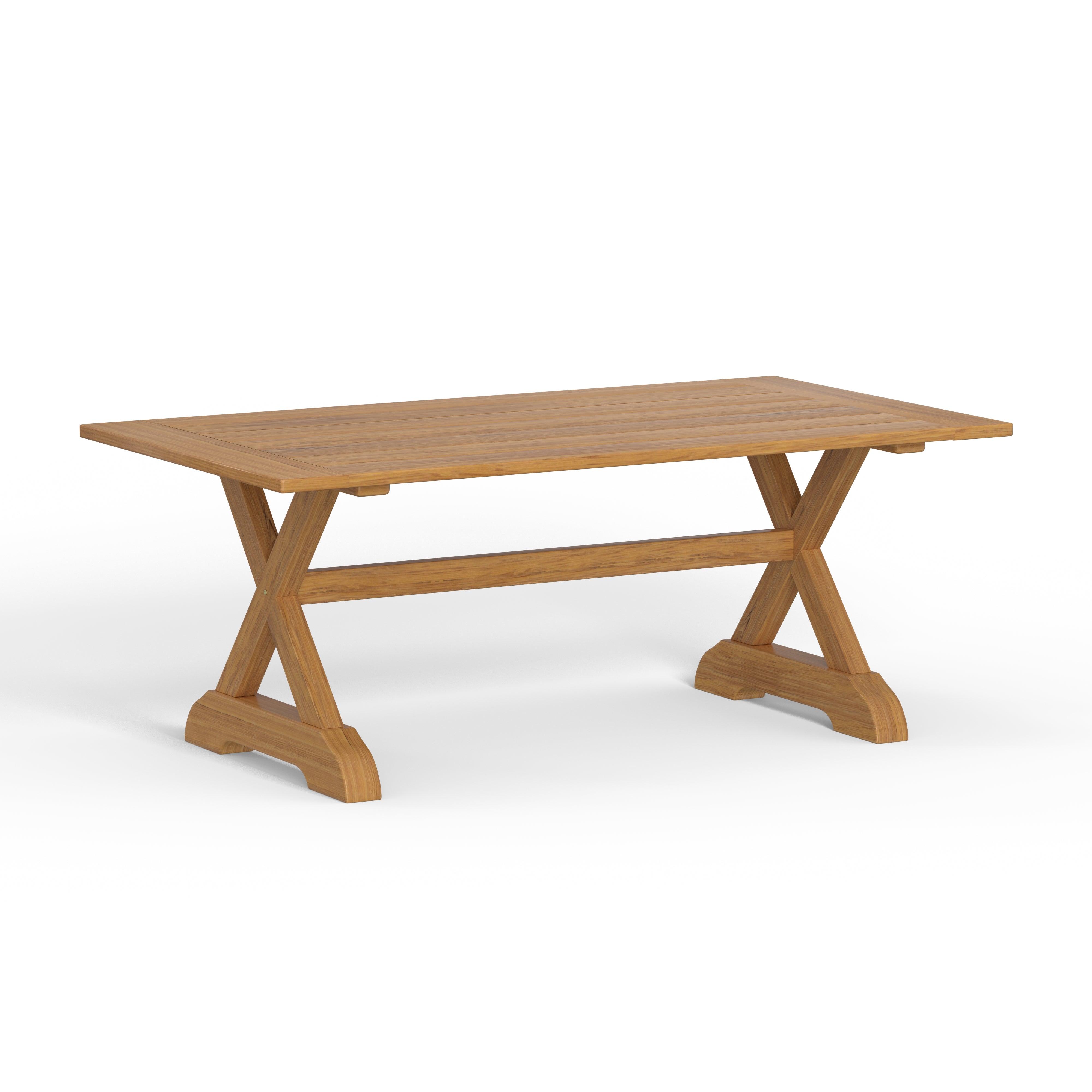 Most Beautiful Teak Trestle Outdoor Dining Table Set For Six