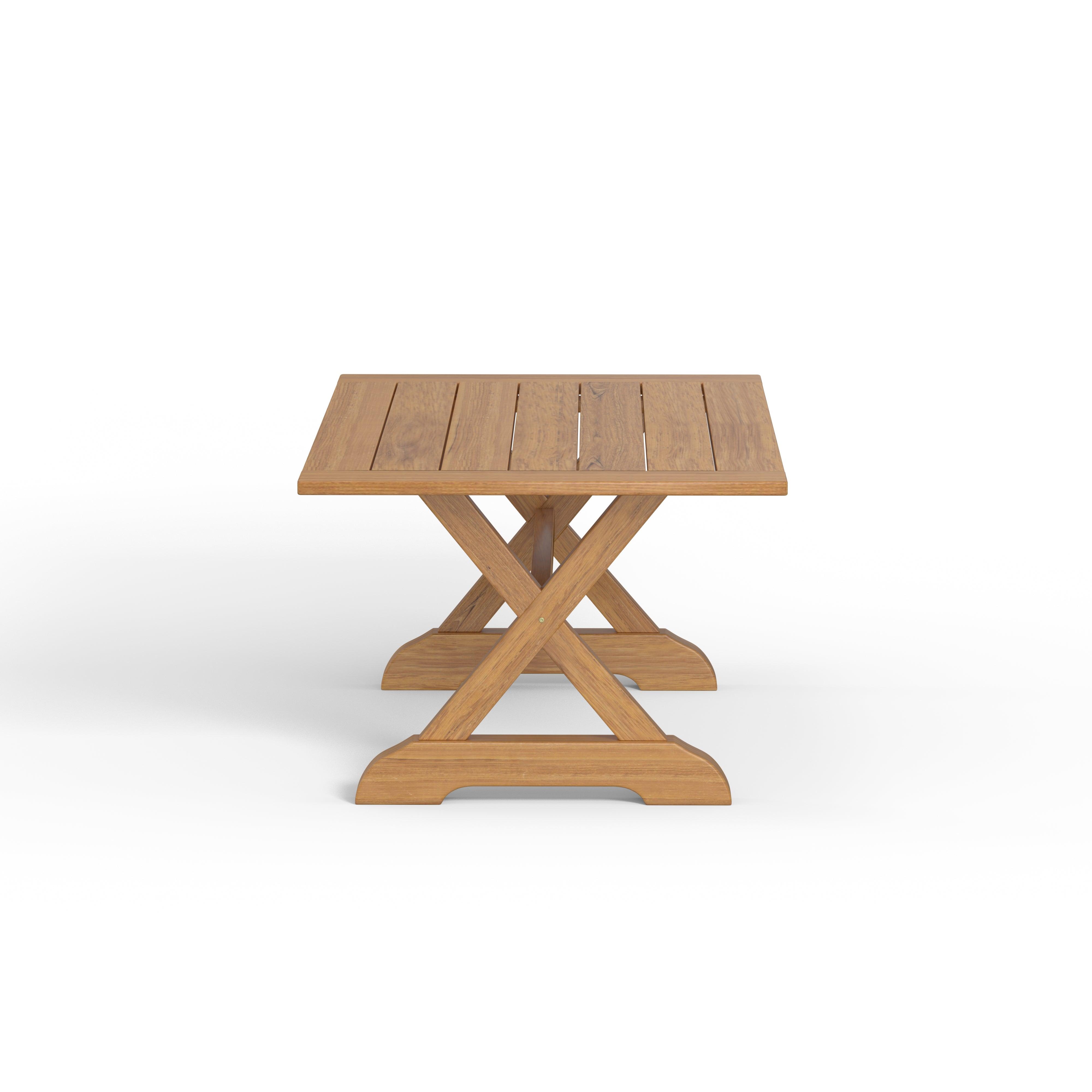 Handcrafted Outdoor Teak Trestle Table Set For Six People 